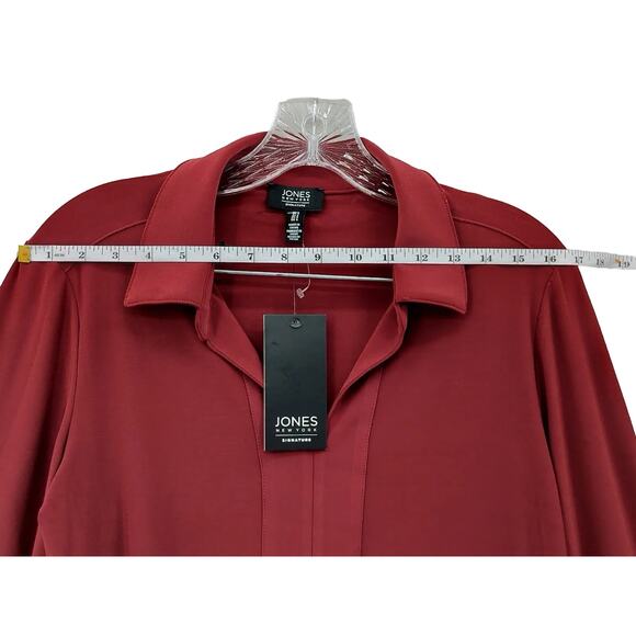 Jones New York Long Sleeve Women Blouse Shirt Size Small ~ Burgundy - Picture 5 of 10